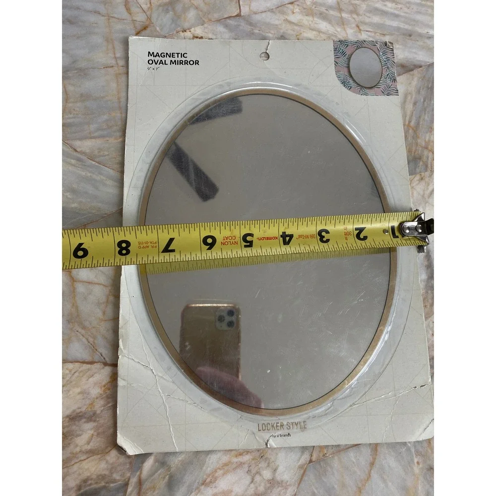 U Brands Locker Style Magnetic Oval Mirror Gold Frame 9x7 4075T New